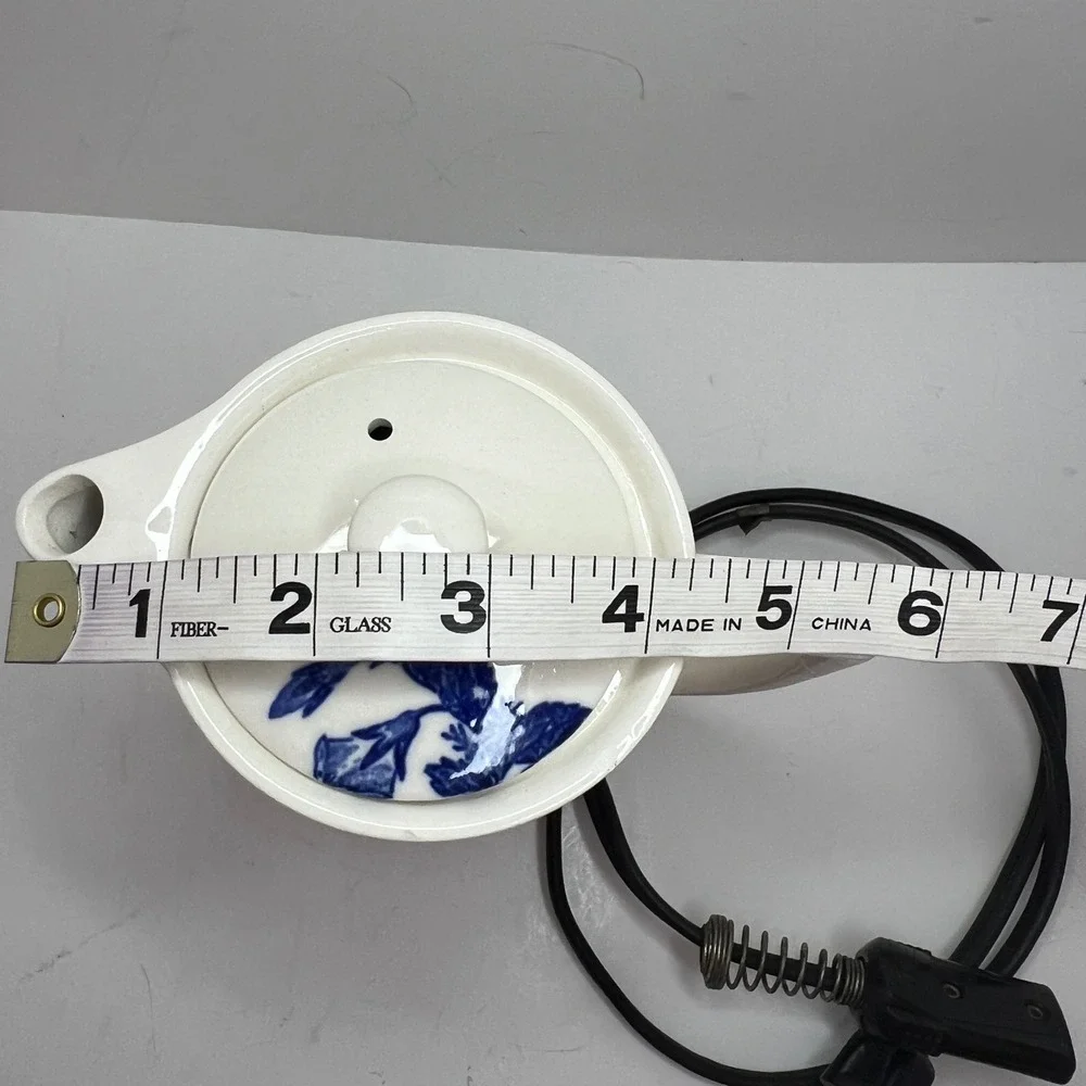 Vintage Japan Ceramic White Blue‎ Floral Electric Kettle 120V 350W With Cord